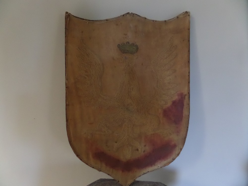 Antique Armorial German Embroidered Flag Bearer Shield