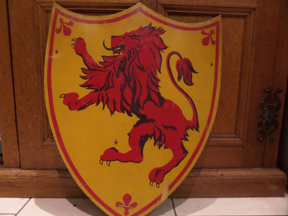 Antique Wooden LNER Royal Arms of Scotland Shield Flag Bearer 