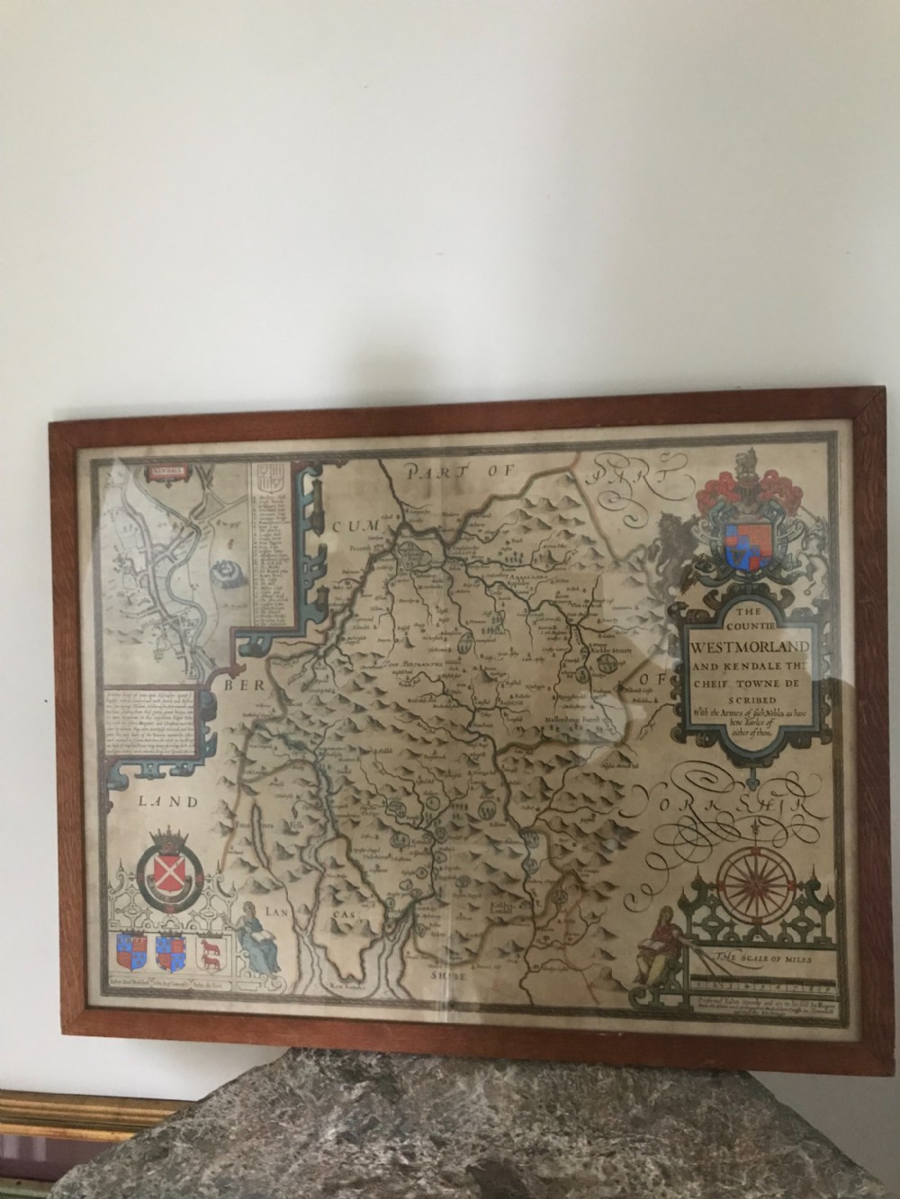ANTIQUE JOHN SPEED MAP Westmorland and Kendale