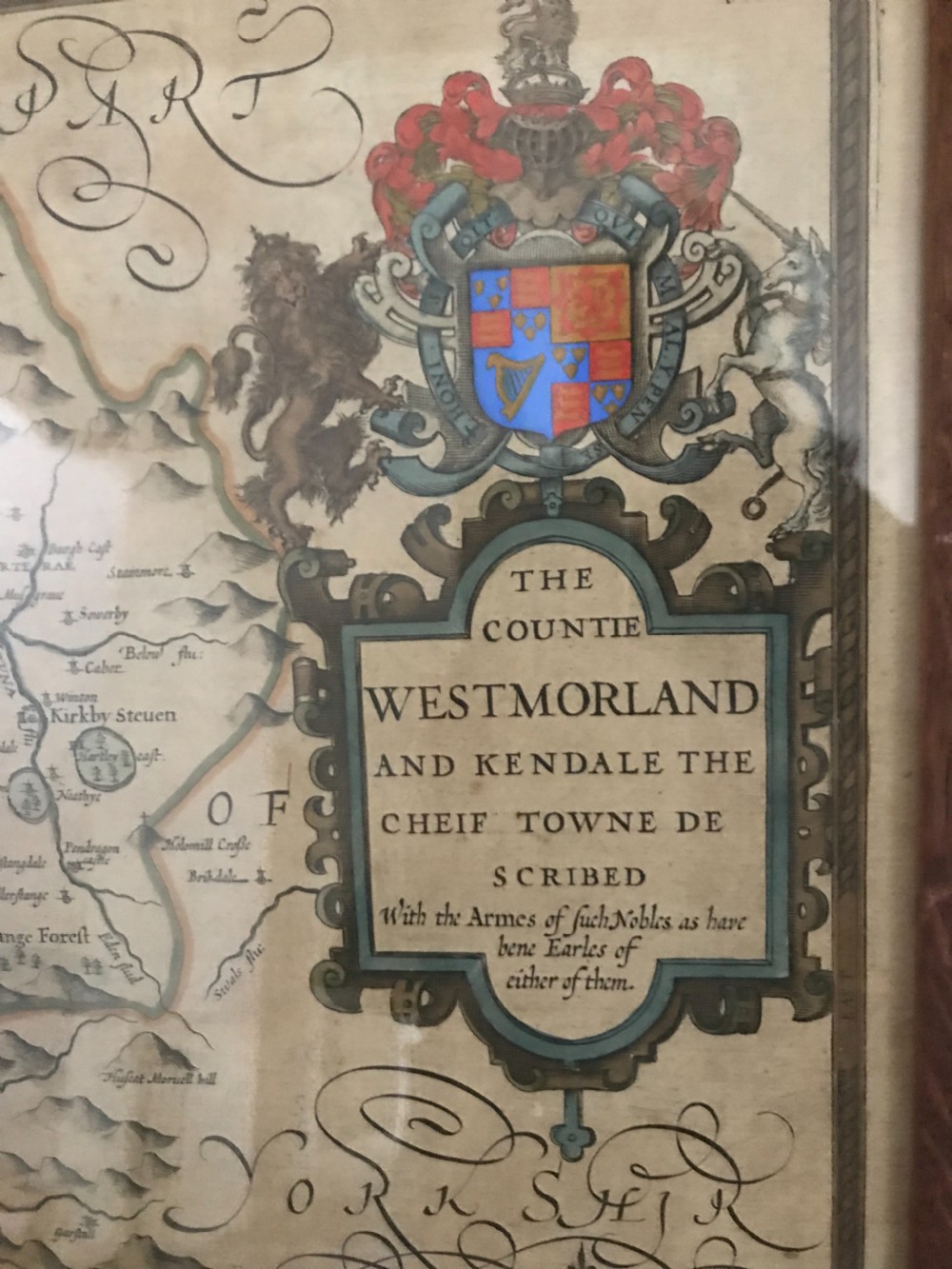 ANTIQUE JOHN SPEED MAP Westmorland and Kendale View II