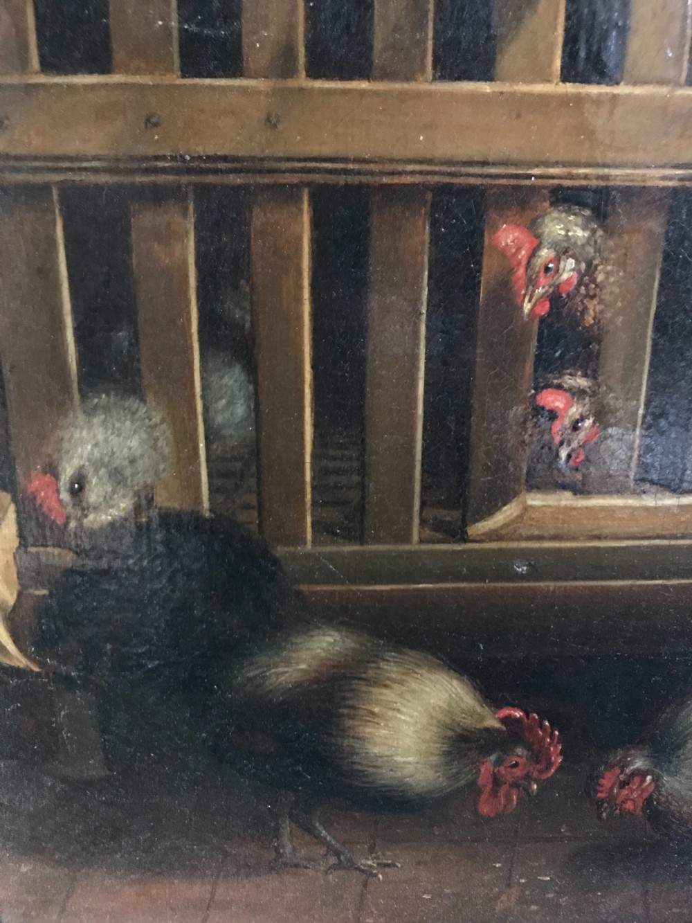 18th Century Still Life Oil Painting on Canvas Chickens & Hares View II