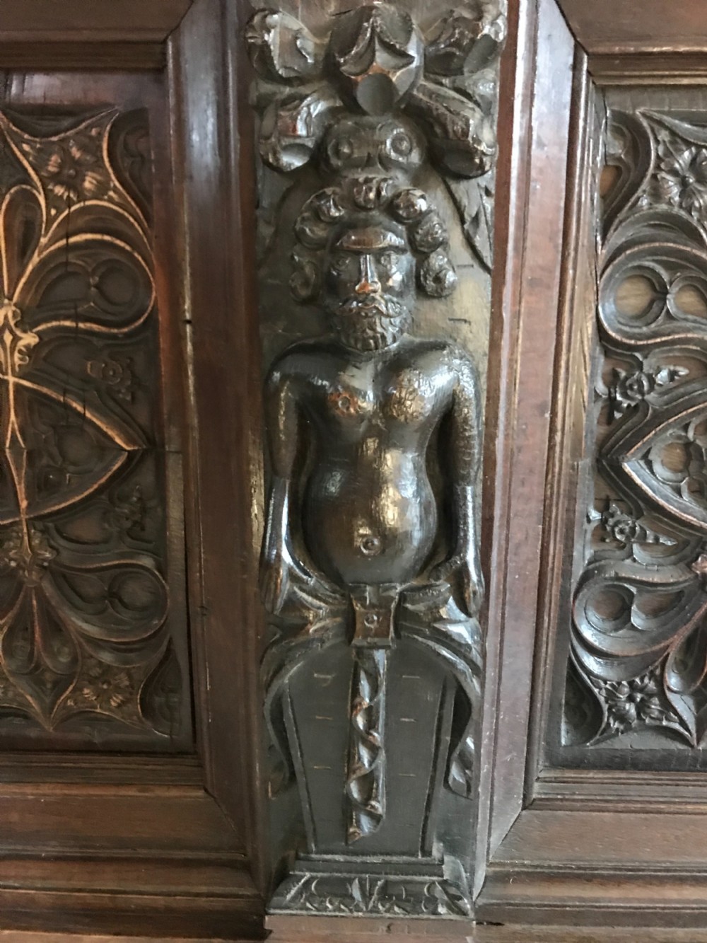 18TH CENTURY Carved Oak Gothic Revival Overmantel Panel View IV