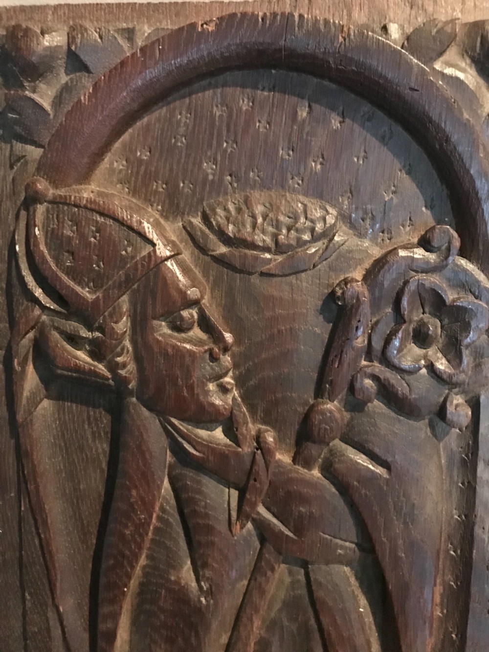 16TH CENTURY CARVED OAK Panel Saint Dennis Decapitation View II