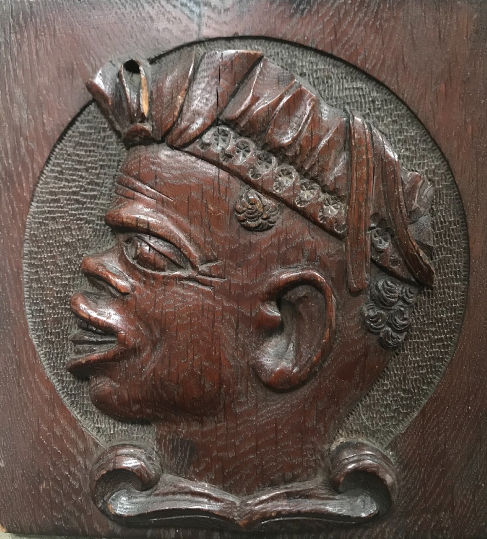 18th Century Folkart Carved Oak Panel