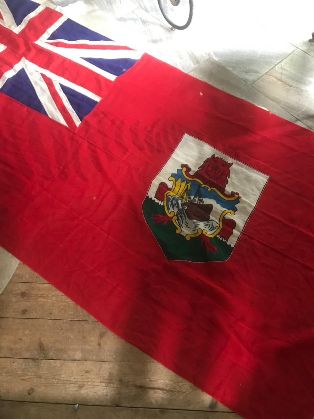Rare Huge Antique Colonial Bermuda Ensign Flag View IV