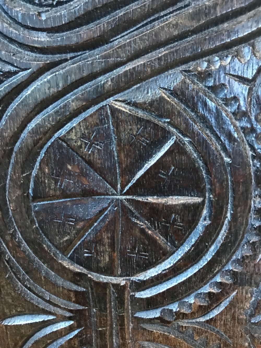 Large 17th Century Carved Oak Panel View II