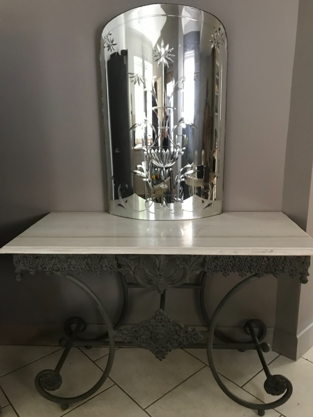 LARGE STUNNING CONVEX ETCHED VENETIAN BEVELLED MIRROR View III