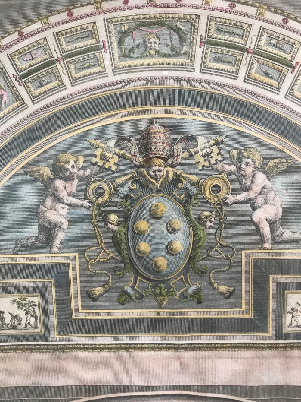 18th Century LARGE Engraving Giovanni Ottaviani Raphael Vatican View IV