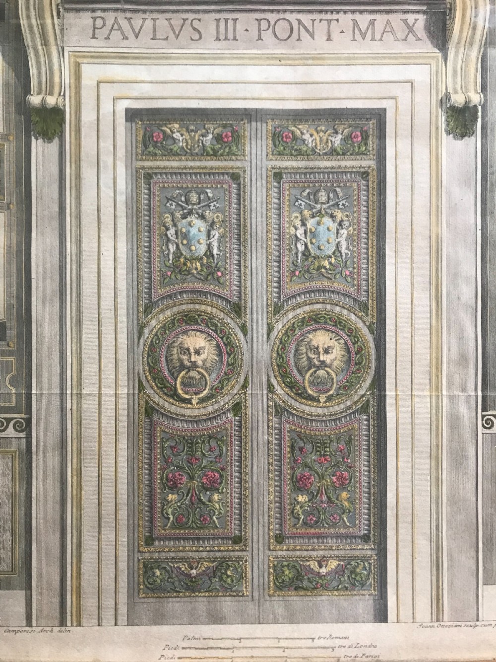 18th Century LARGE Engraving Giovanni Ottaviani Raphael Vatican View V
