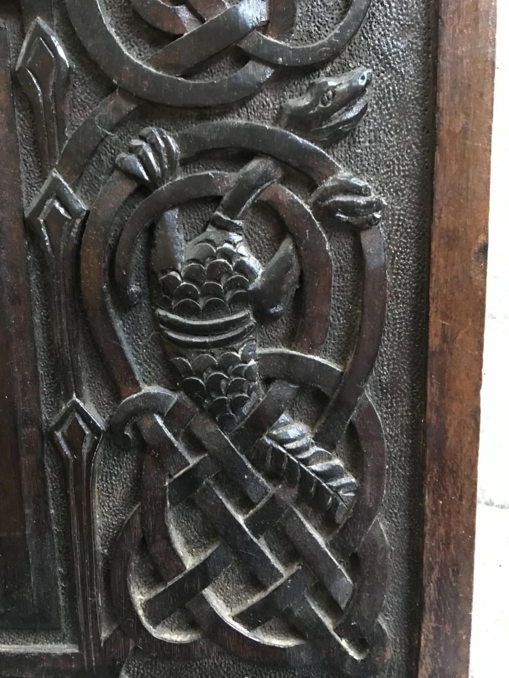 18th Century Carved Oak Celtic Gothic Panel View II