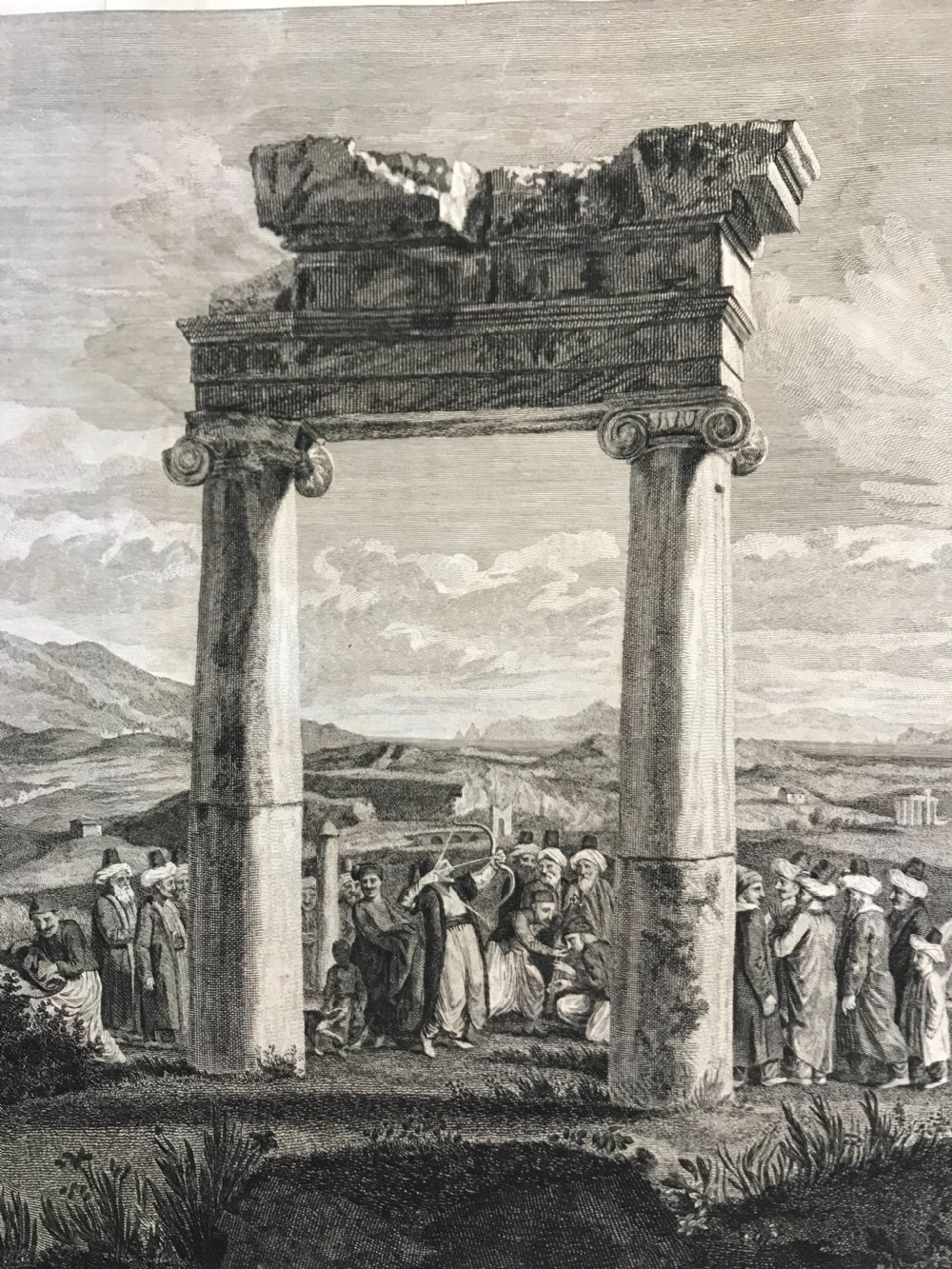 RARE Large 18th Century Engraving Panoramic View of Athens by James Basire  View II