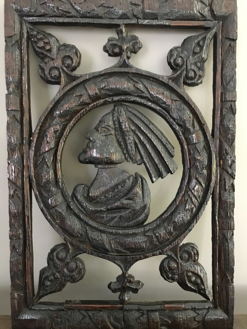 RARE 16th Century Carved Oak Fine Pierced TRACERY Romayne Panel