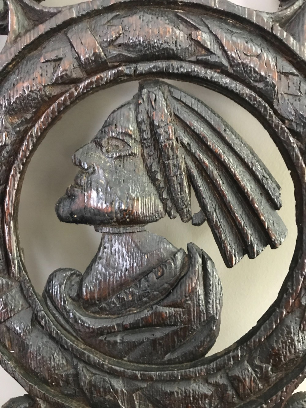RARE 16th Century Carved Oak Fine Pierced TRACERY Romayne Panel View III