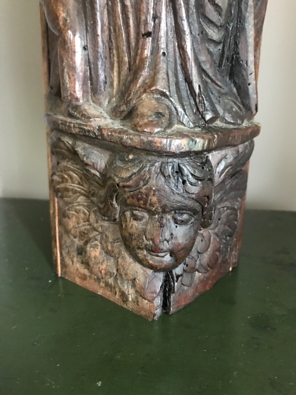 17th Century Carved Oak Panel Cardinal Virtue 'Charity' View III