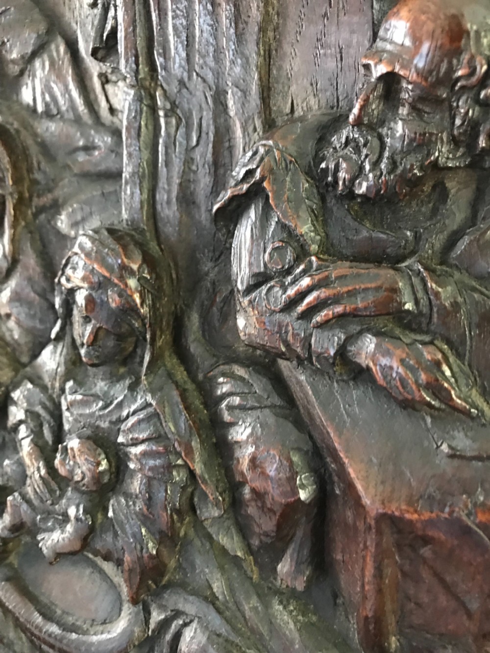 16th Century Carved Oak Gothic Panel of the Nativity Virgin Mary View IV