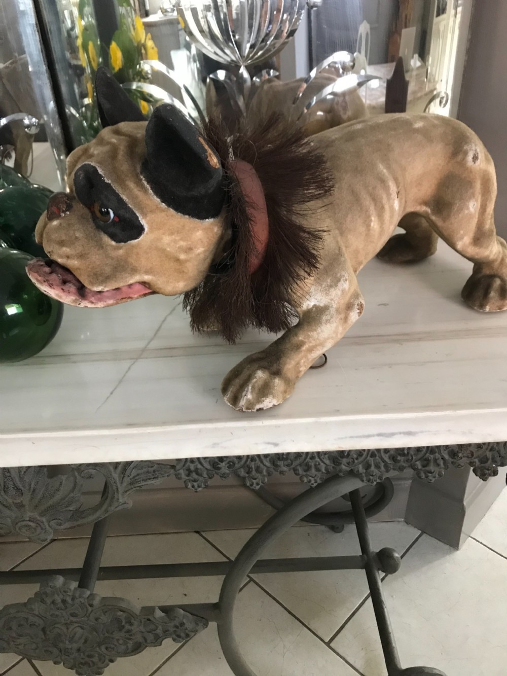 Antique Papier Mâché French Bulldog Growler View II