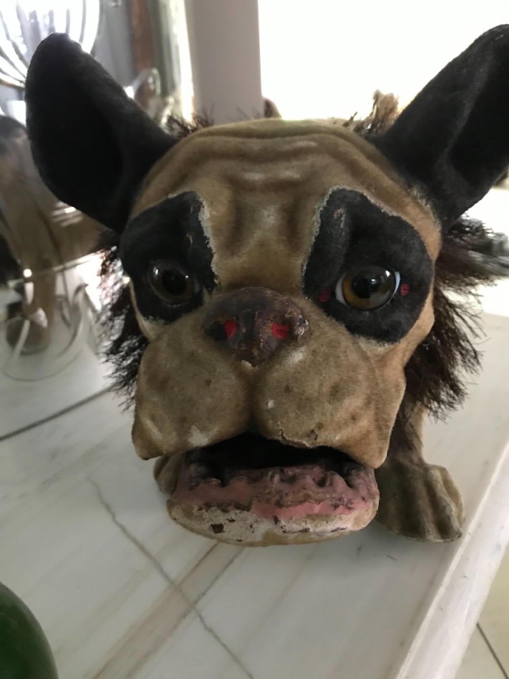 Antique Papier Mâché French Bulldog Growler View III