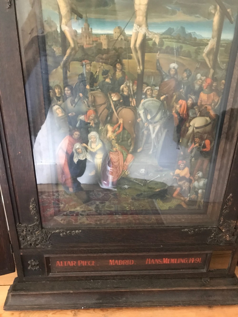 19th Century Carved Oak Gothic Altar Triptych Hans Memling  View II