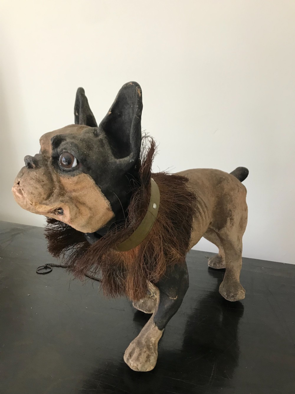 19th Century Papier Mache French Bulldog Growler