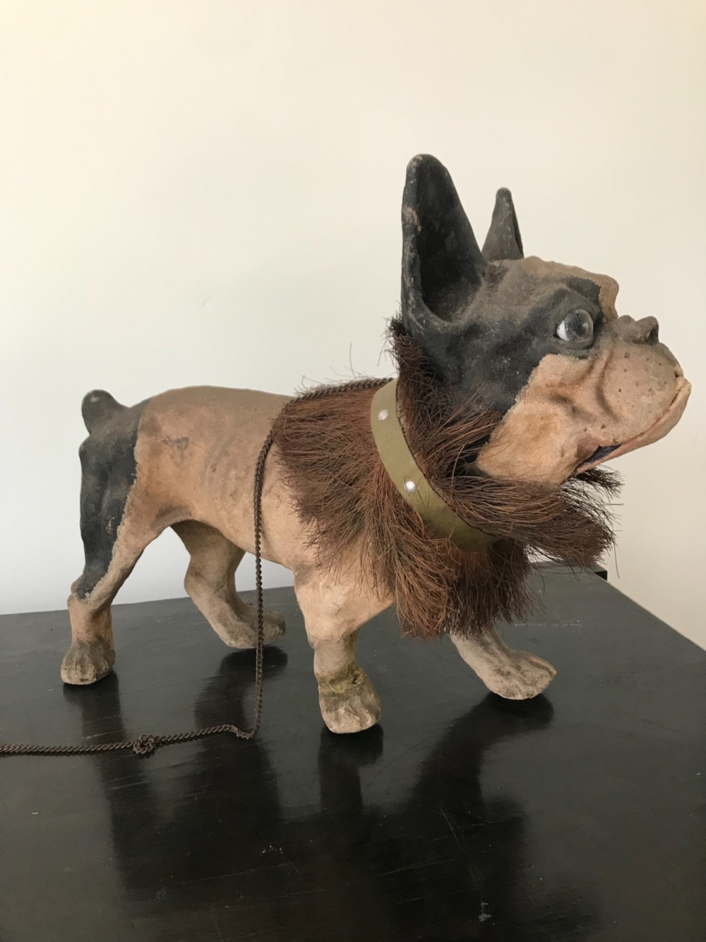 19th Century Papier Mache French Bulldog Growler View II