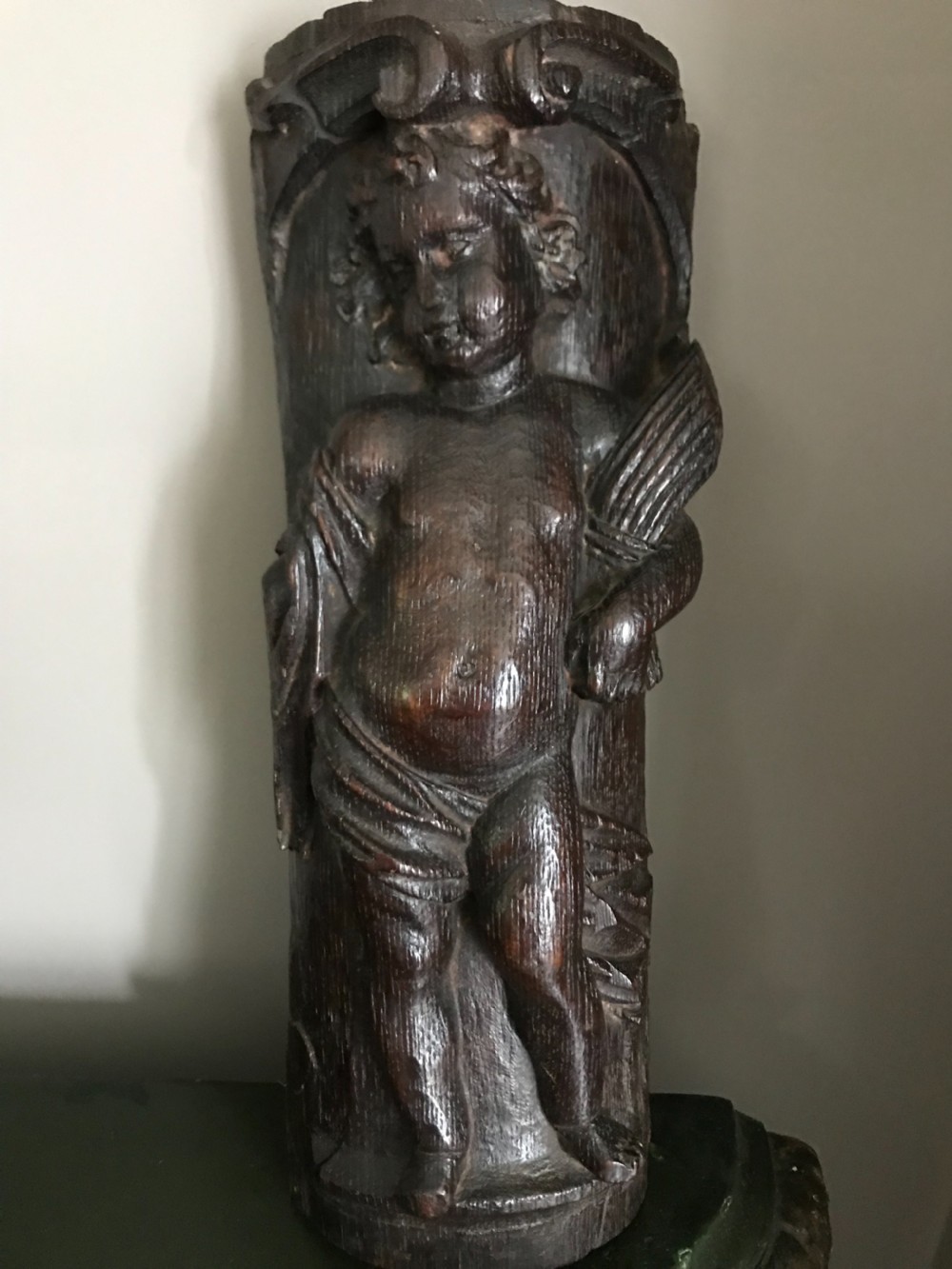 17th Century Carved Oak Cherub