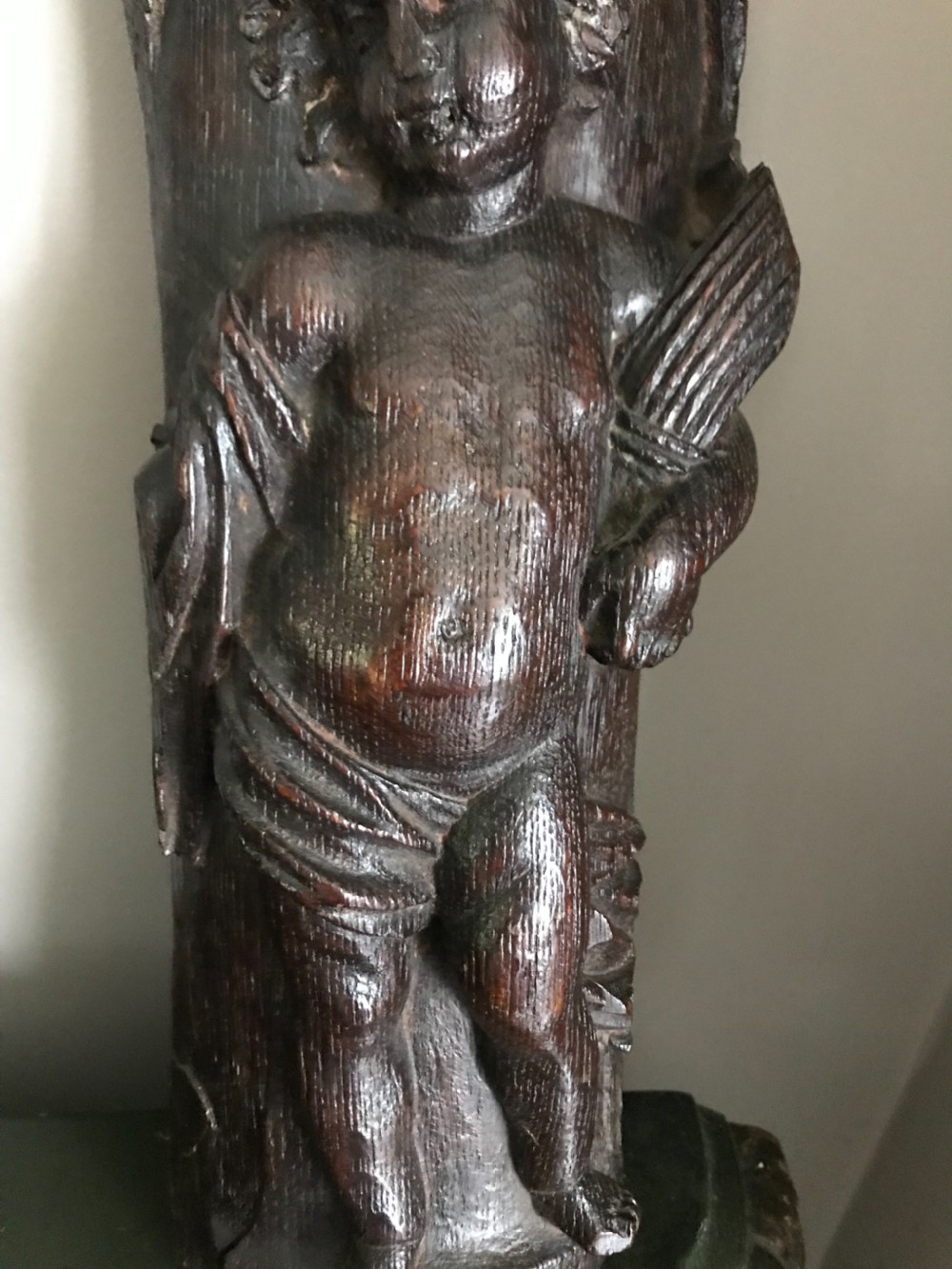 17th Century Carved Oak Cherub View III