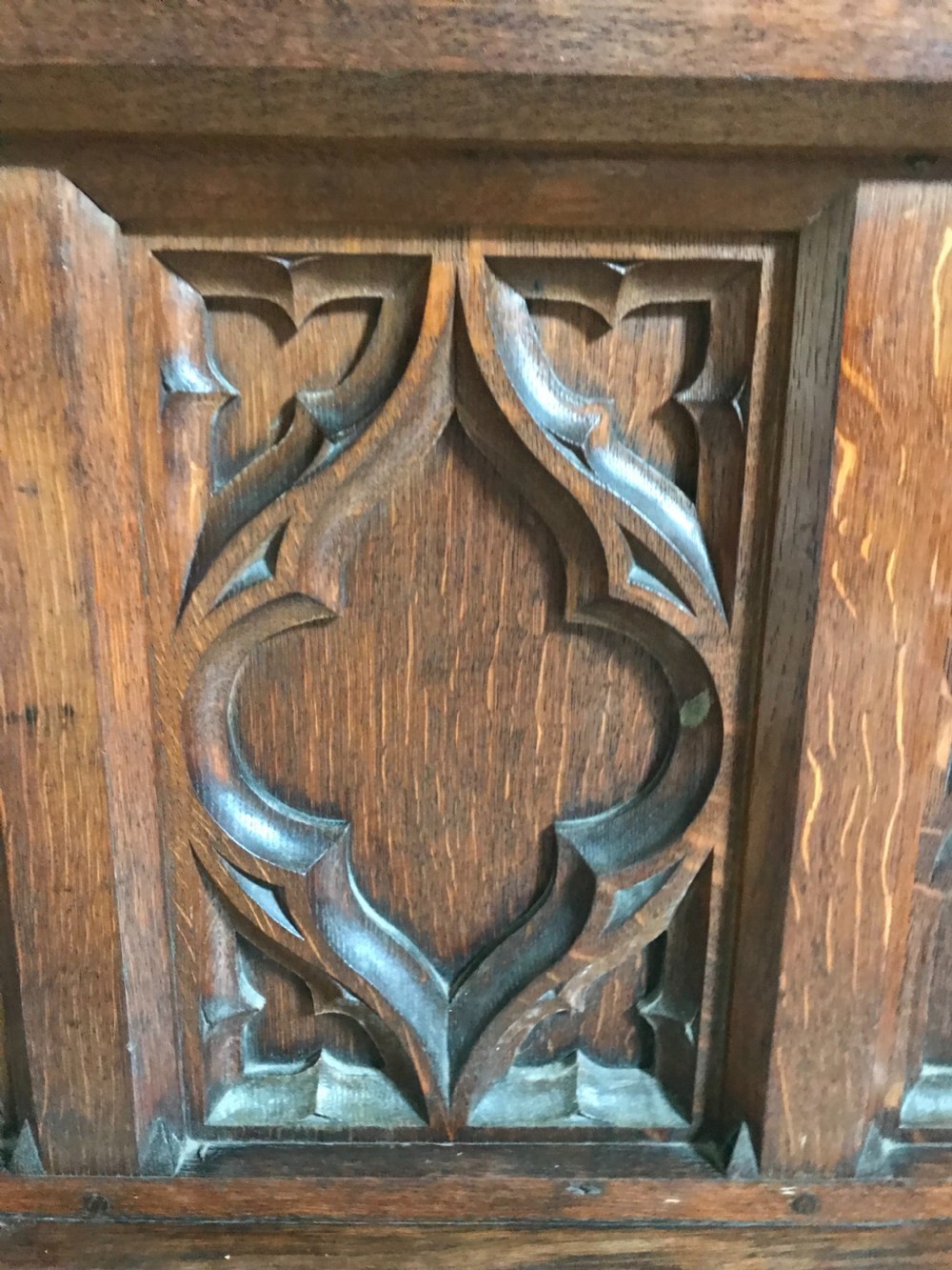 ARTS & CRAFTS GOTHIC REVIVAL Carved Oak Altar Table View III