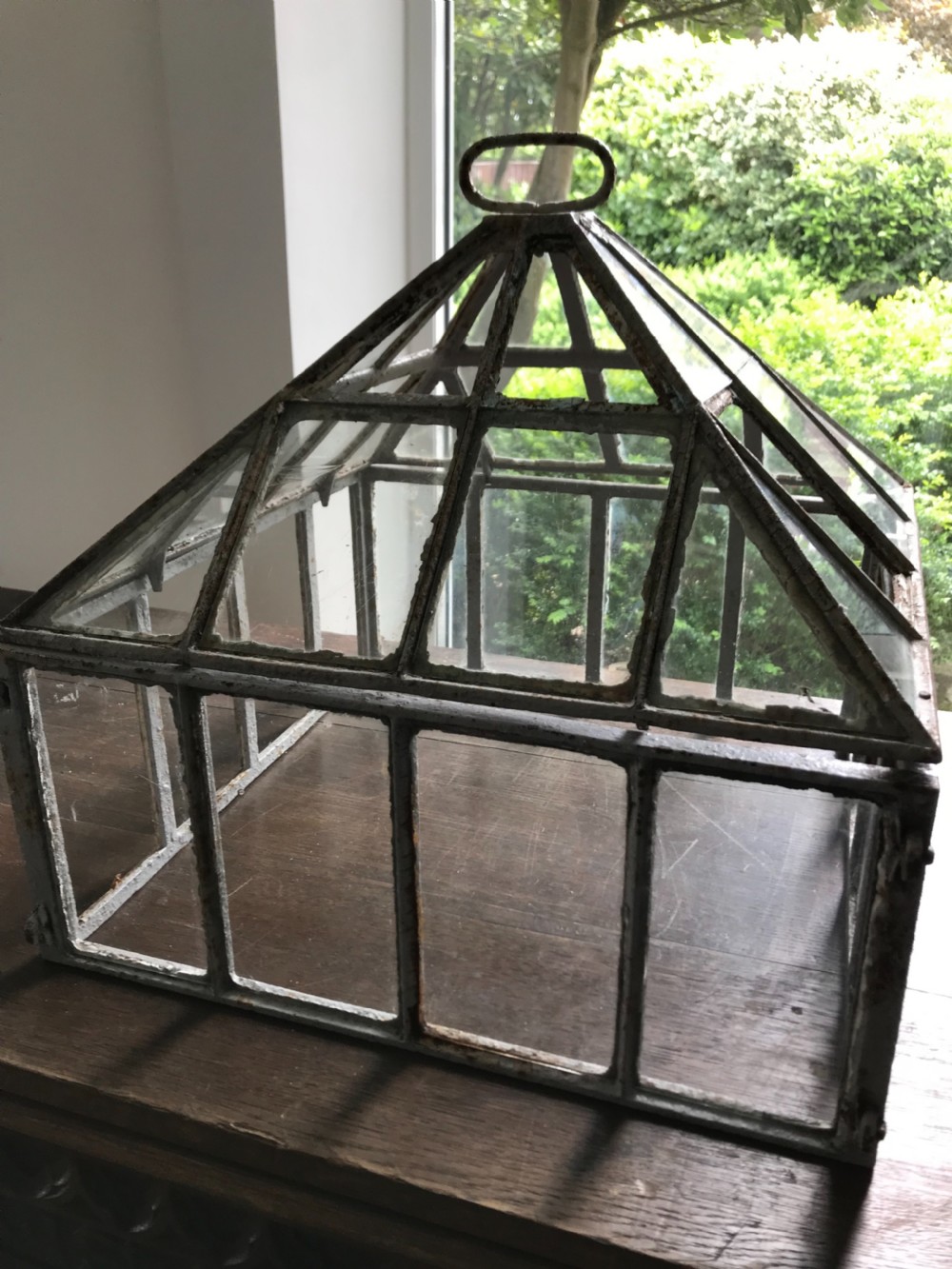 Antique Victorian Cast Iron & Glass Cloche 
