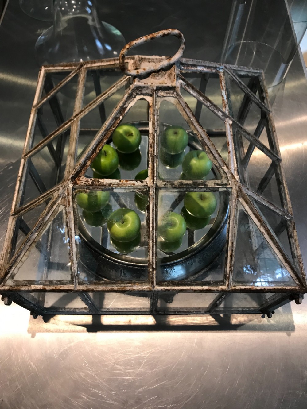 Antique Victorian Cast Iron & Glass Cloche  View III