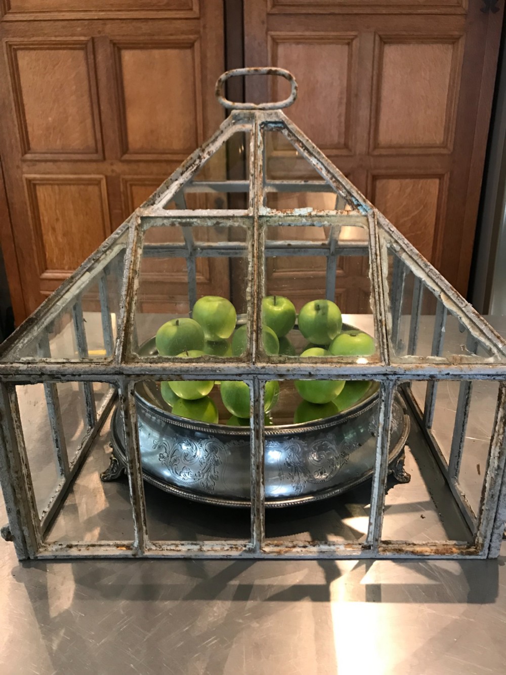 Antique Victorian Cast Iron & Glass Cloche  View IV