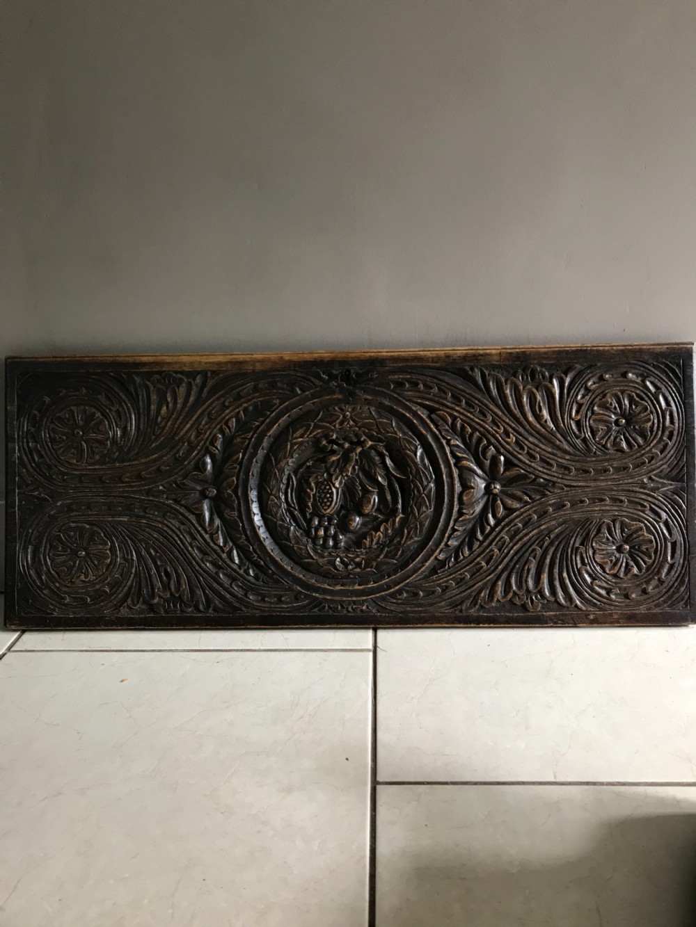 18th Century CARVED OAK COFFER PANEL