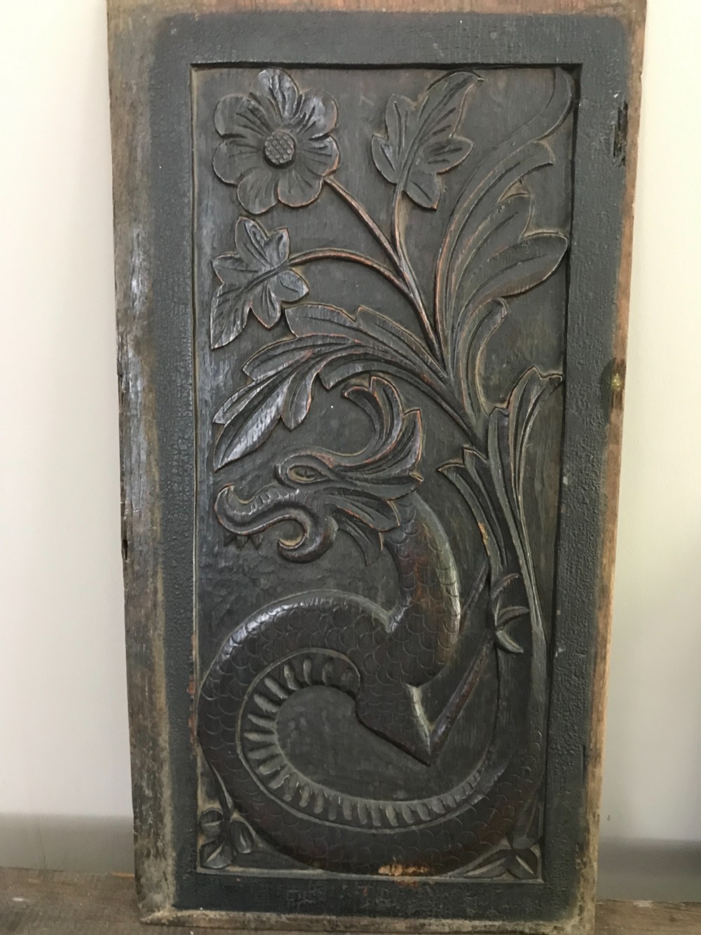 18th Century Gorgeous Carved Oak WELSH Dragon Panel.