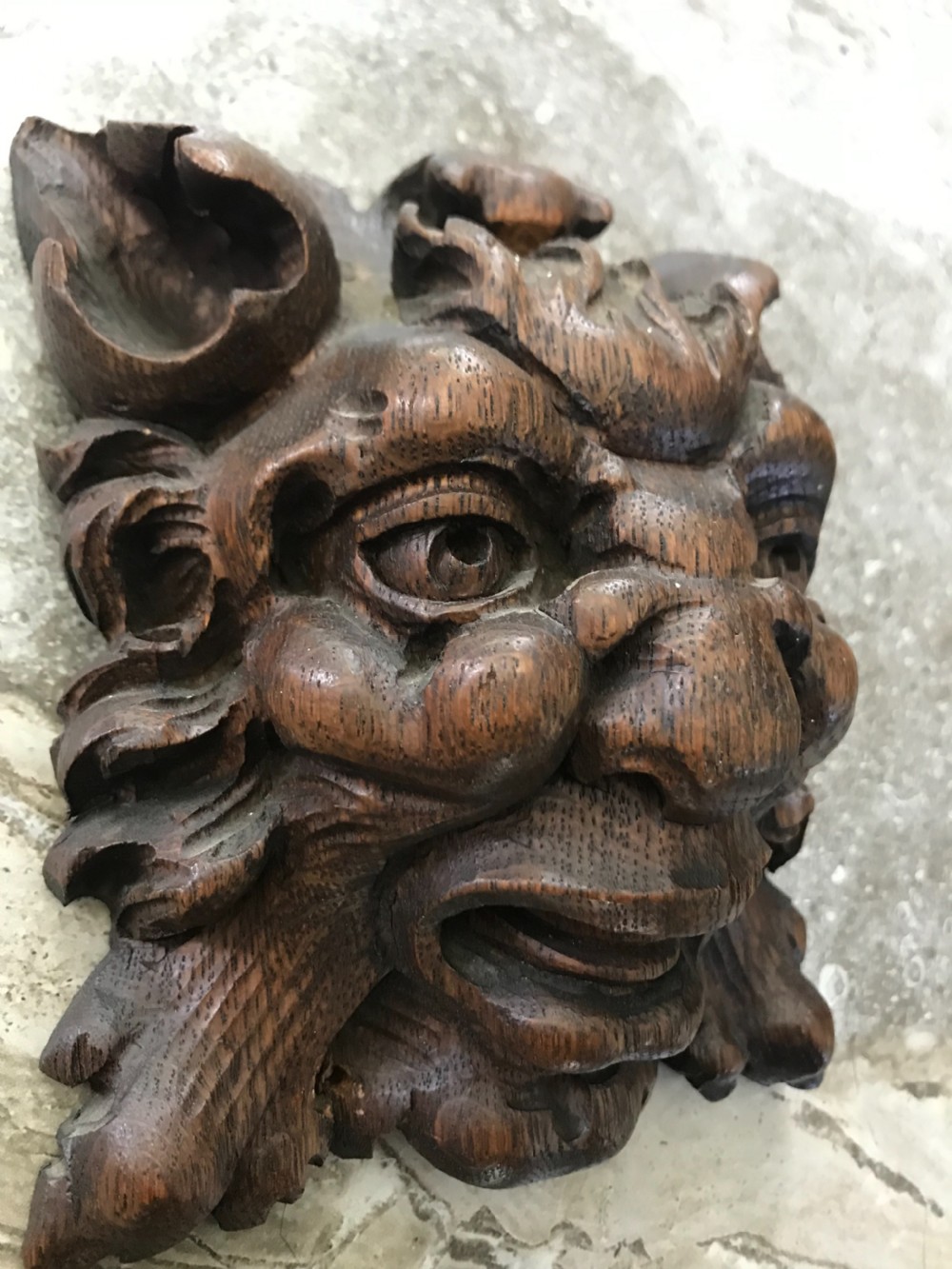 19th Century Heavy Carved Oak GARGOYLE Ceiling Boss View II