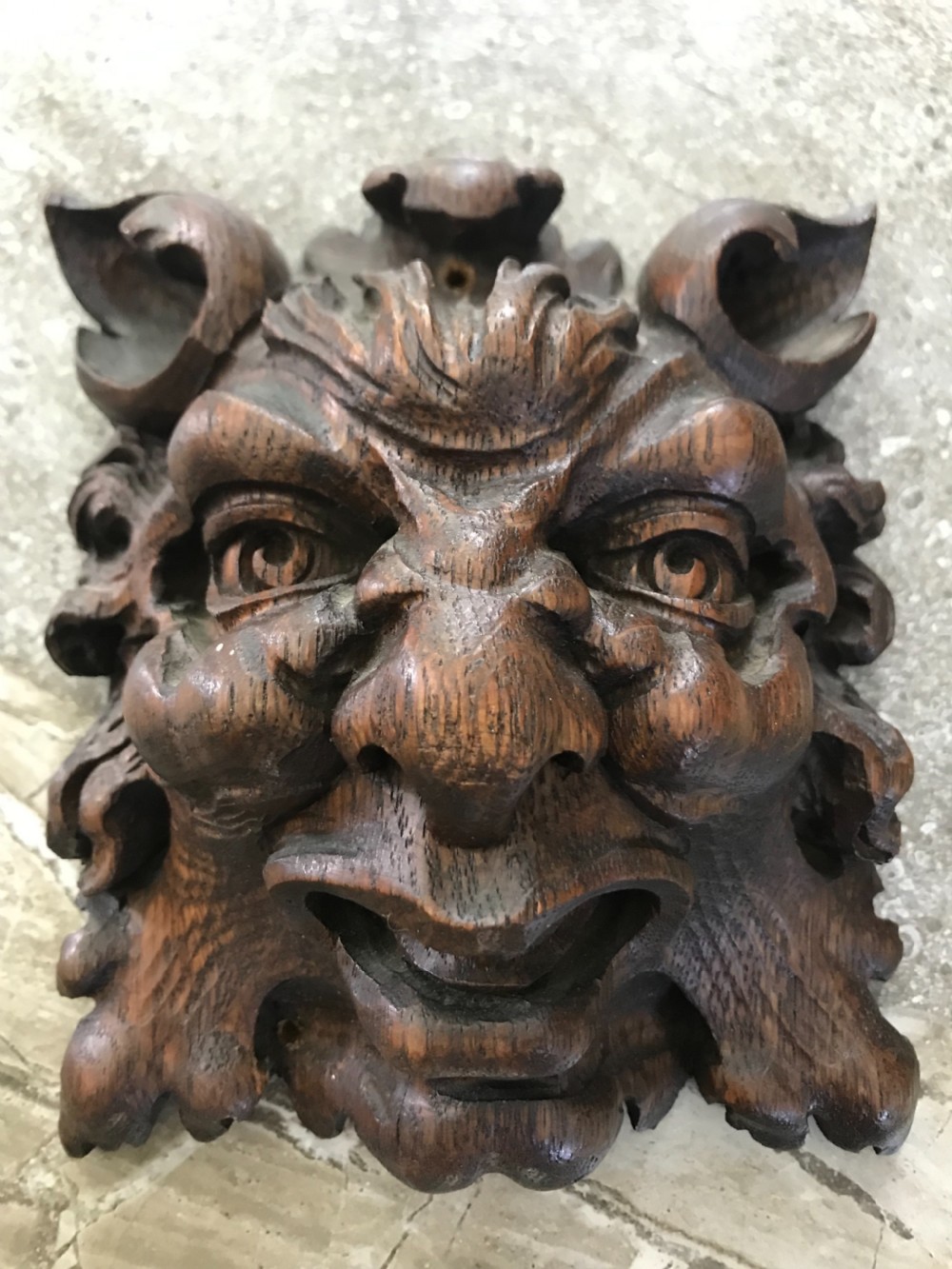 19th Century Heavy Carved Oak GARGOYLE Ceiling Boss.