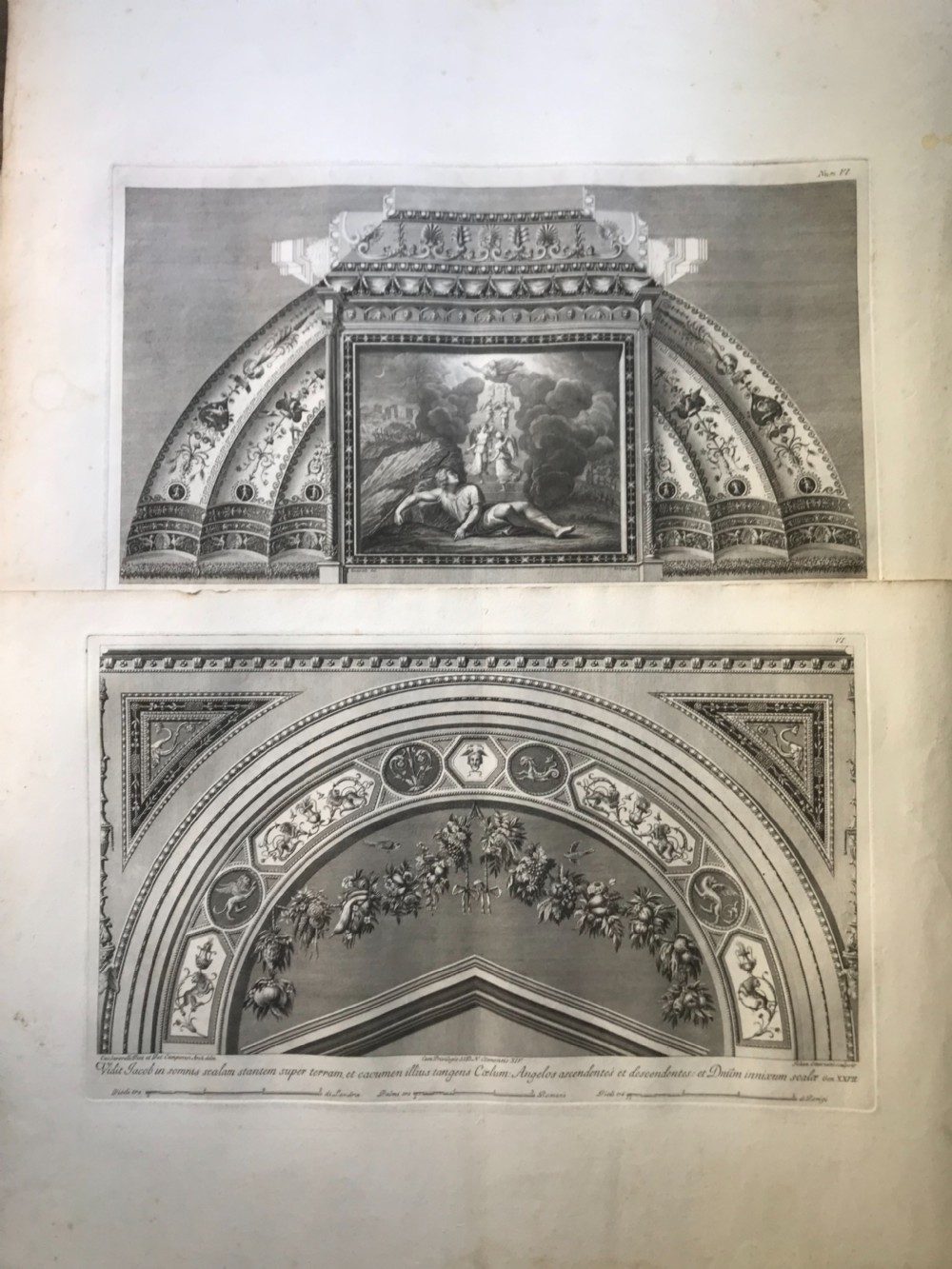 Giovanni Ottaviani 18th Century Engraving Rafaele Loggie Angels