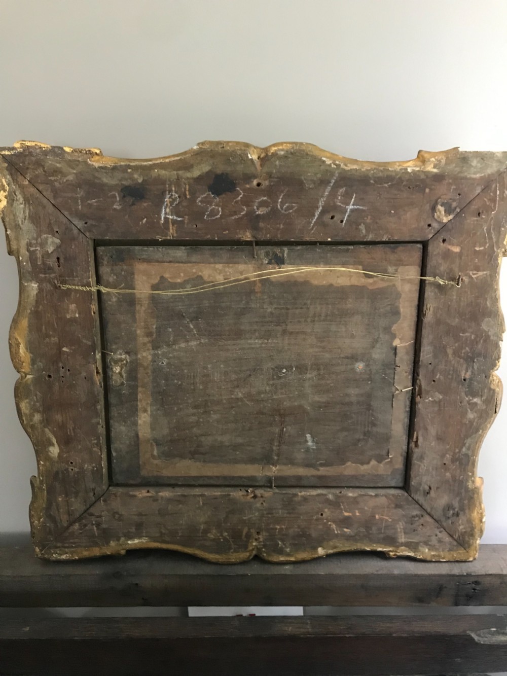 17th Century Oil Painting with Wood and Gesso Gilt Frame cows by a lake View II