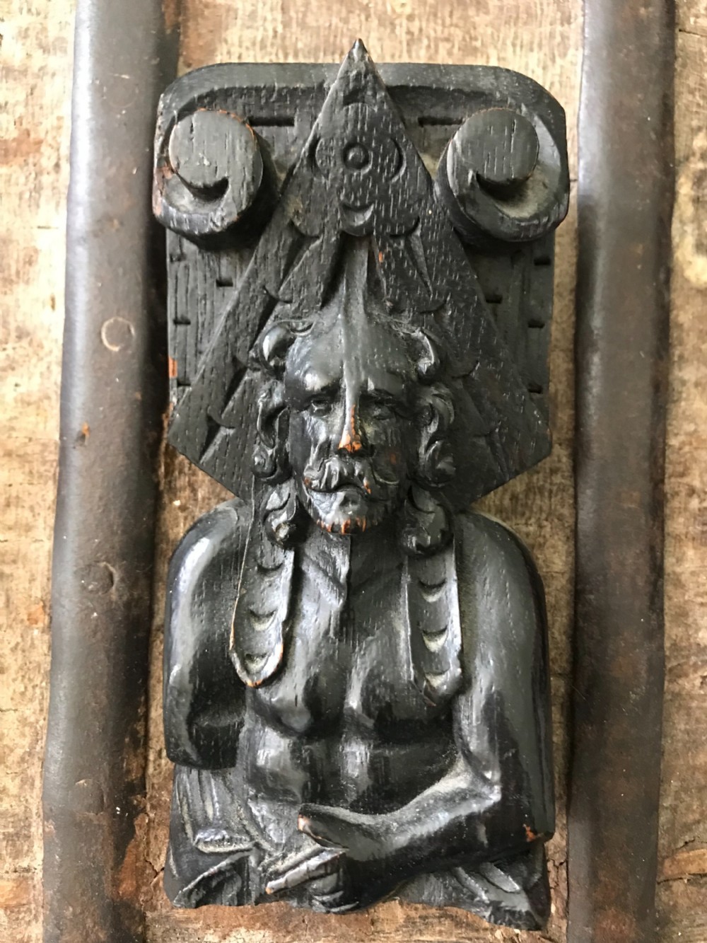 Antique 18th Century Carved Oak Caryatids View II