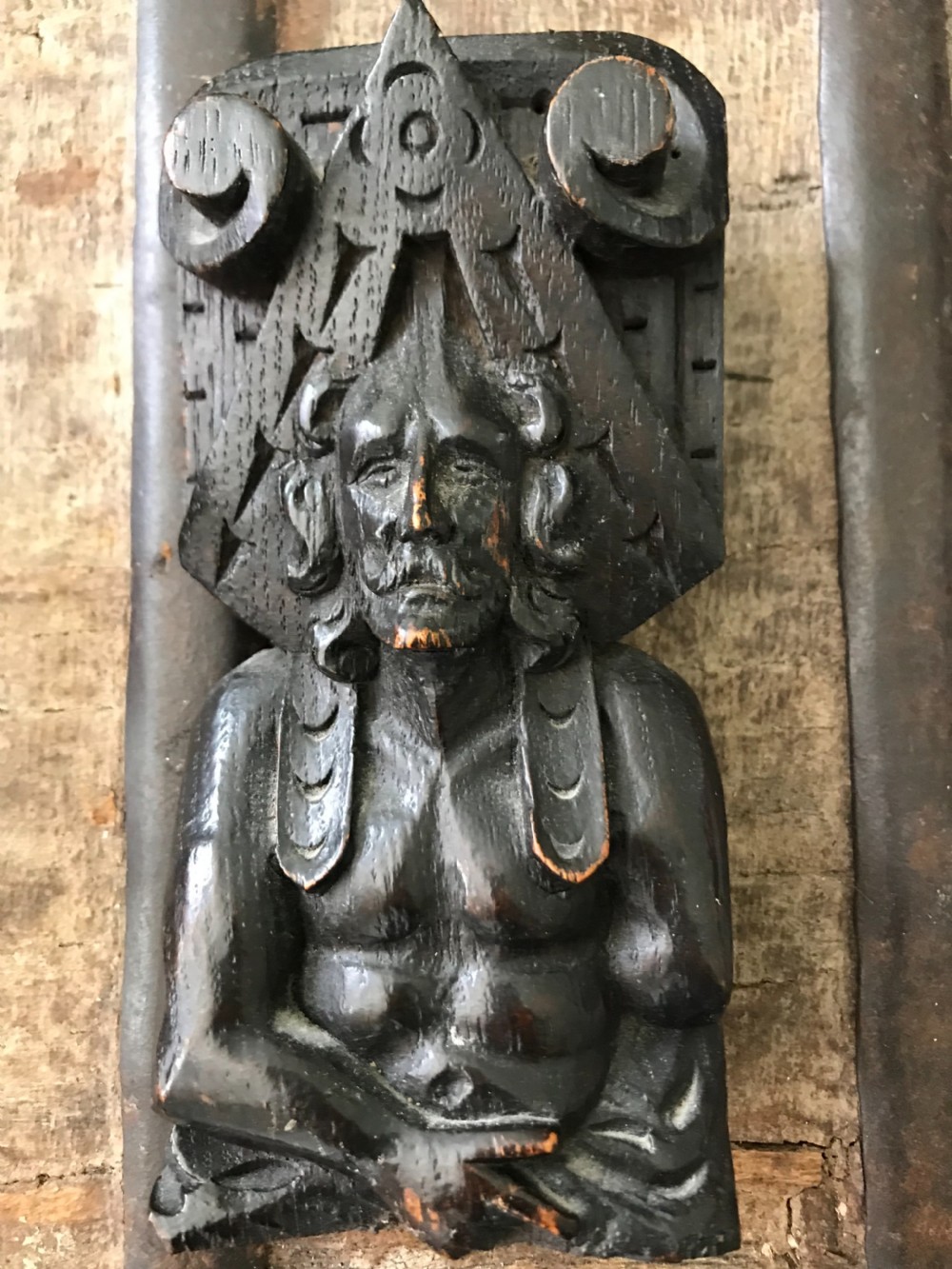 Antique 18th Century Carved Oak Caryatids View IV