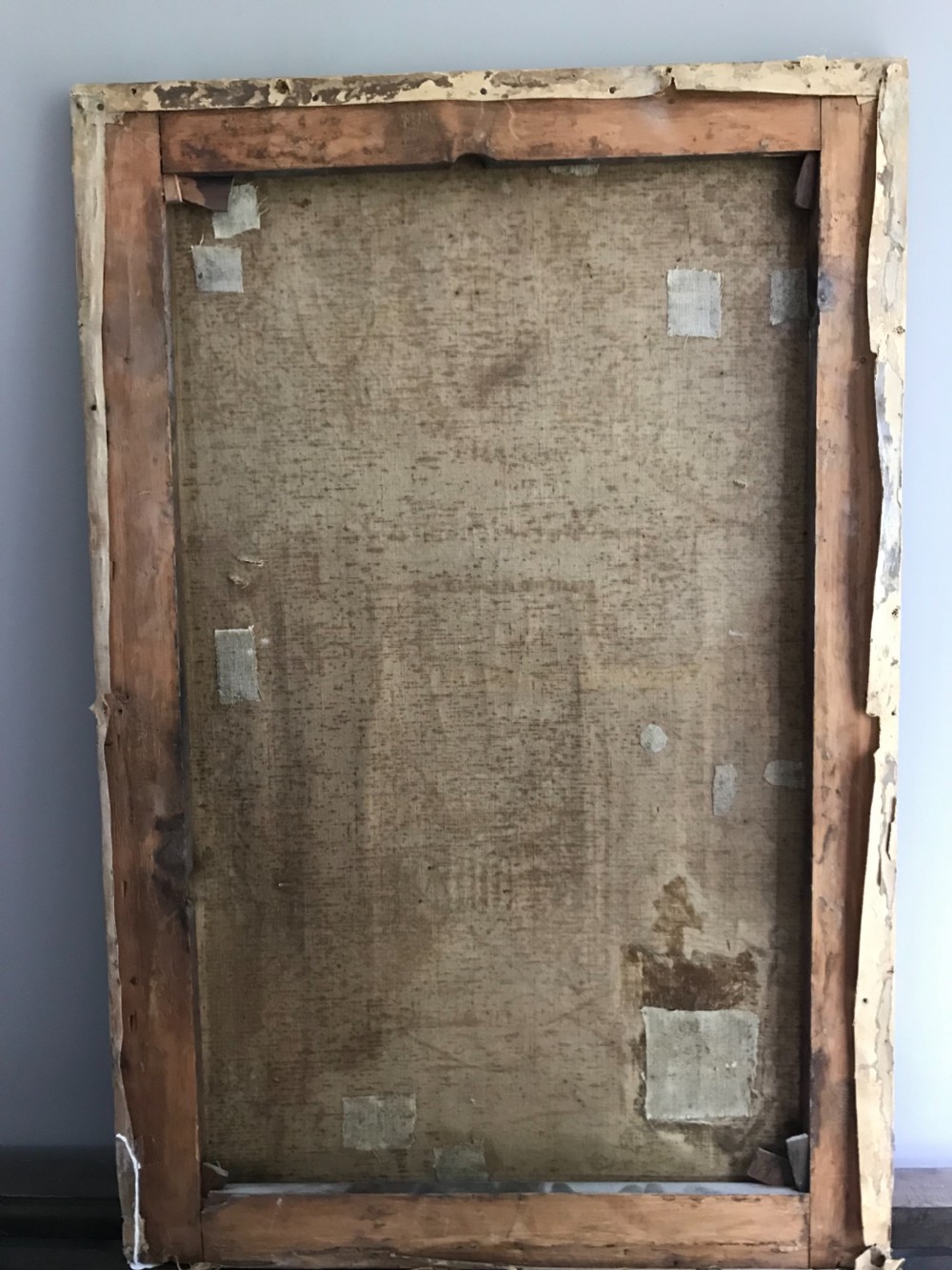 LARGE 19TH CENTURY ORIGINAL MASONIC TRACING OIL PAINTING ON CANVAS View III