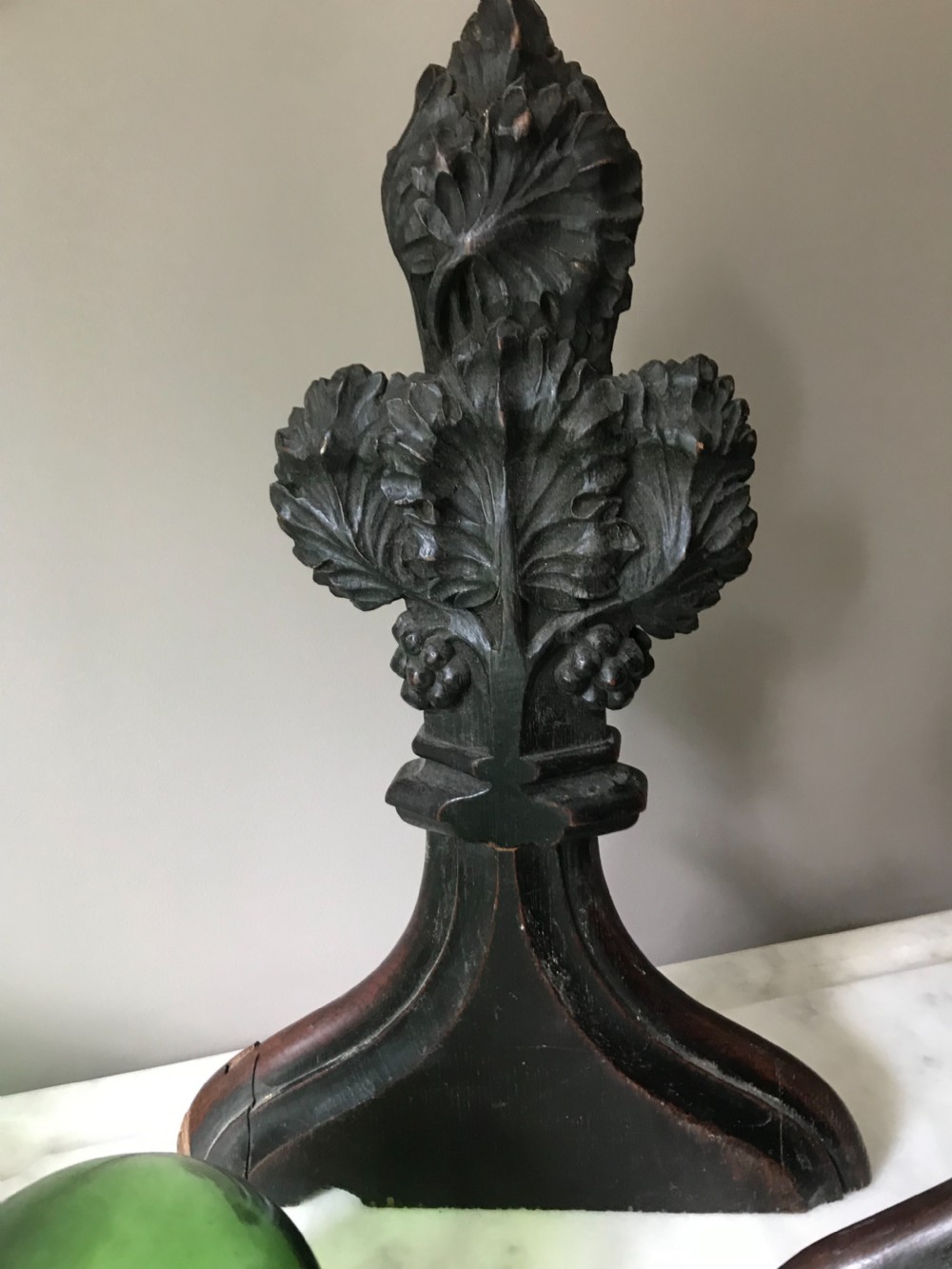 19th Century Carved Oak Poppy Head Church Pew Panel