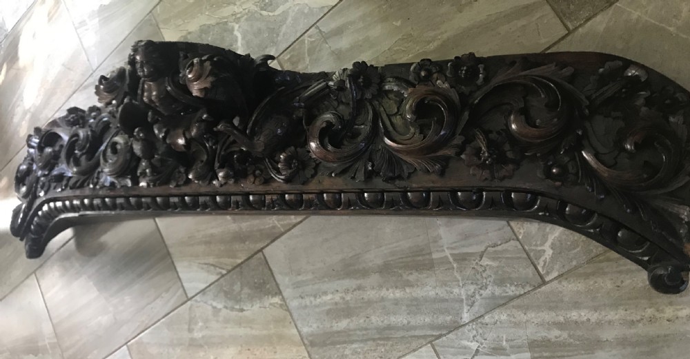 Large 19th Century Black Forest Walnut Overdoor Pediment carving
