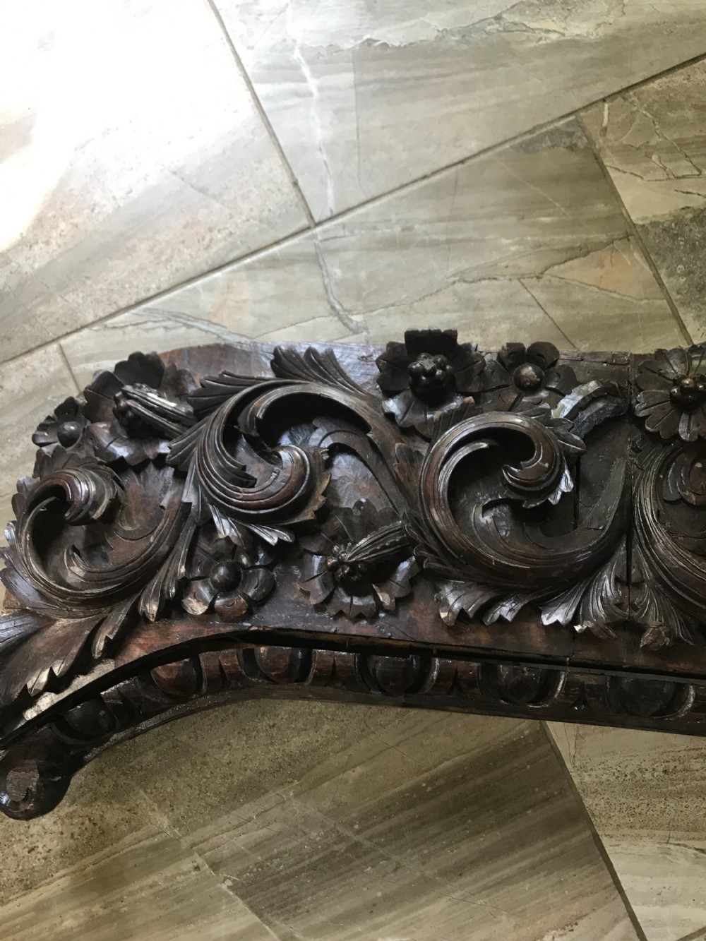 Large 19th Century Black Forest Walnut Overdoor Pediment carving View III