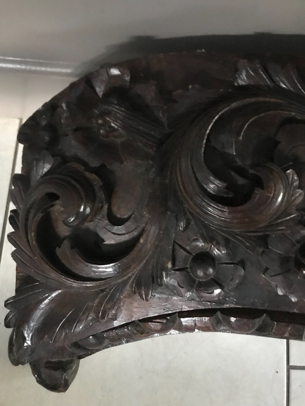 Large 19th Century Black Forest Walnut Overdoor Pediment carving View IV