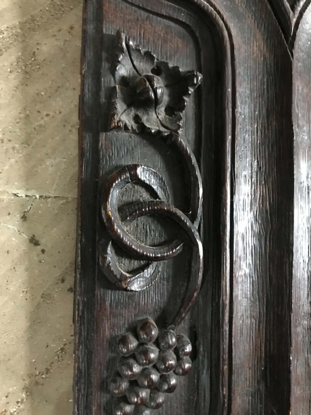 16th Century Carved Oak Parchemin Panel. View II
