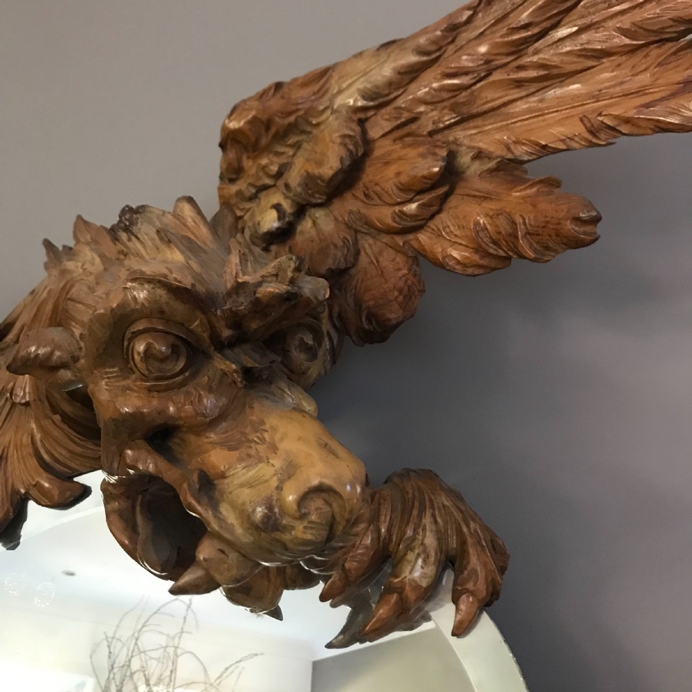 19th Century French Carved Walnut Dragon Overmantel Mirror Gabriel Viardot View III