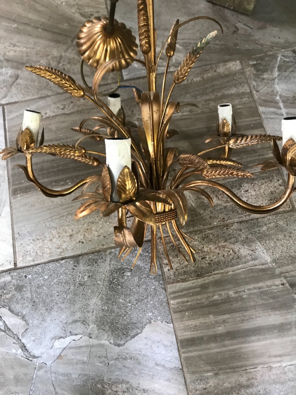 Antique French Gilt  Wheatsheaf Chandelier 