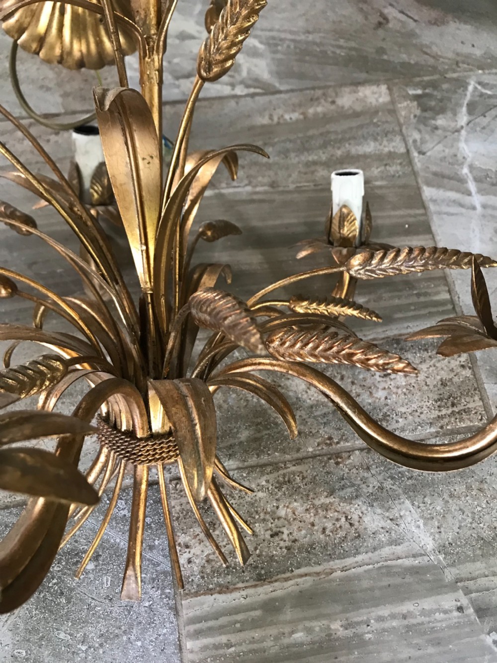 Antique French Gilt  Wheatsheaf Chandelier  View II