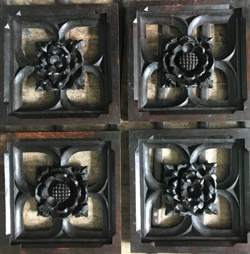 Antique Carved Oak Tudor ROSE Ceiling Boss Panel View II