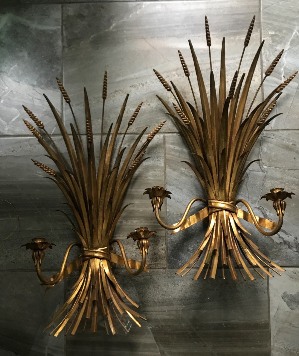 LARGE ANTIQUE Wheatsheaf Wall Sconces Lights