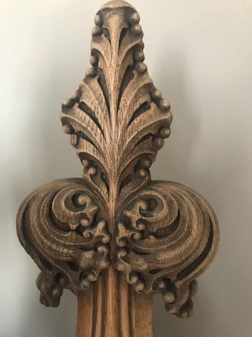 18th Century Carved Oak Gothic Poppy Head Pugin Finial View II